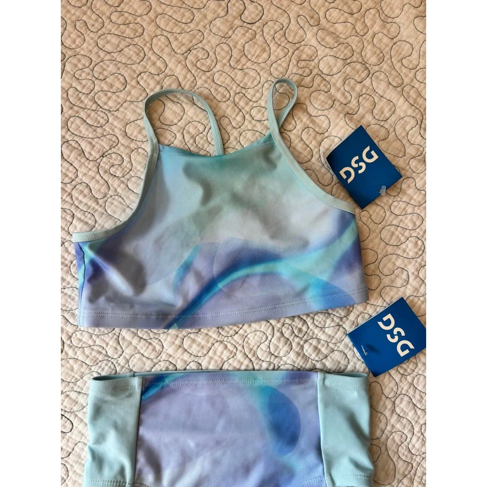 DSG Girls Size Small High Neck Bikini Set Deep Sea